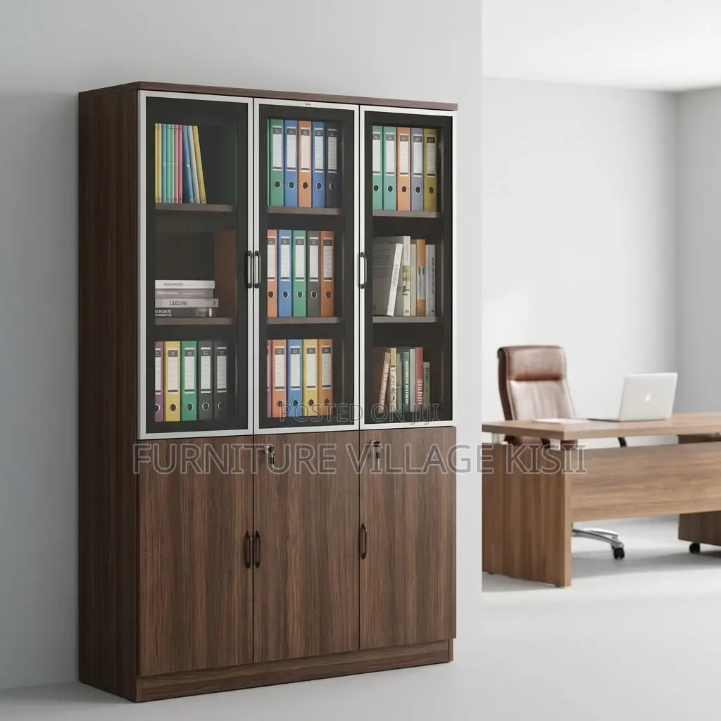 3-Door Wooden Filing Cabinet