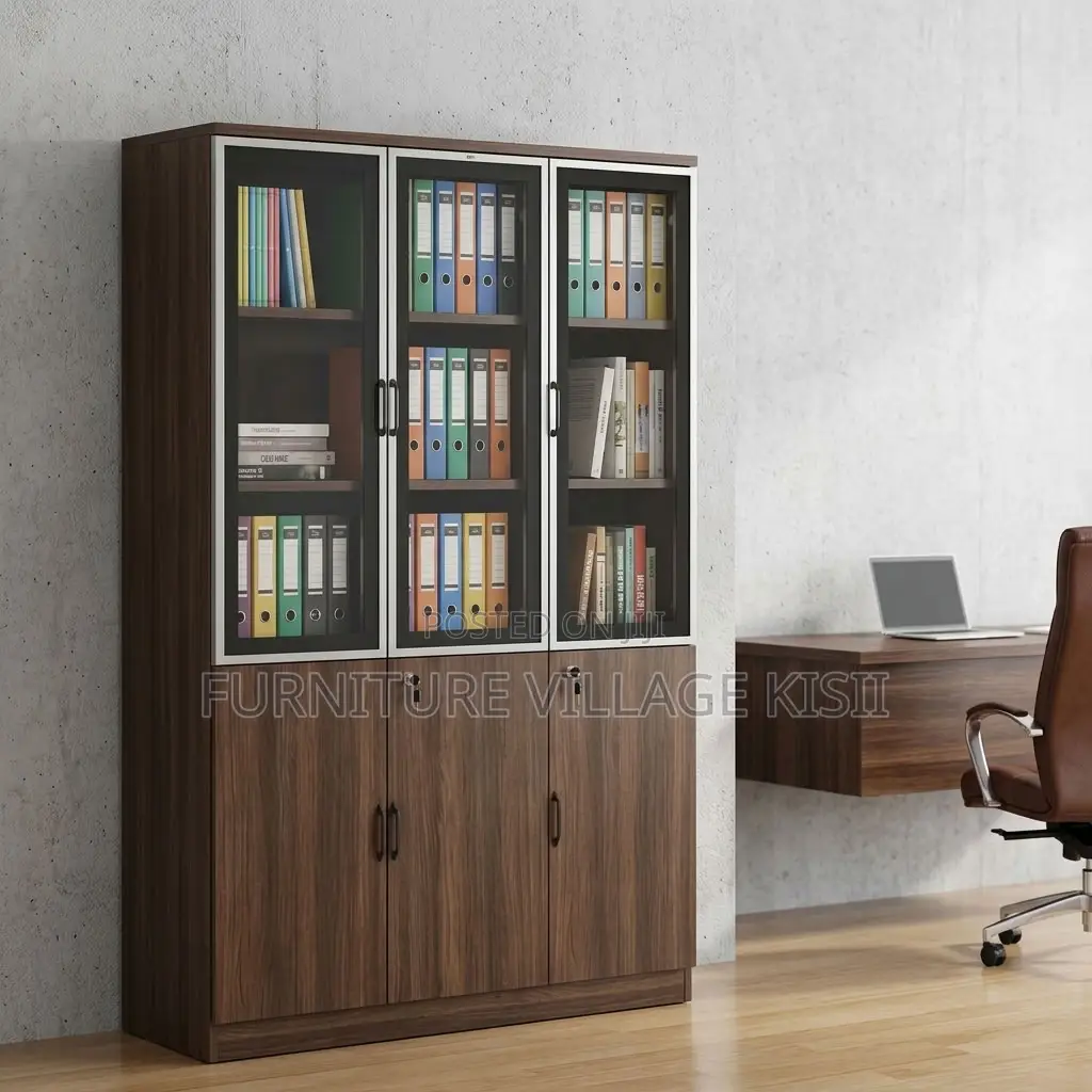 3-Door Wooden Filing Cabinet