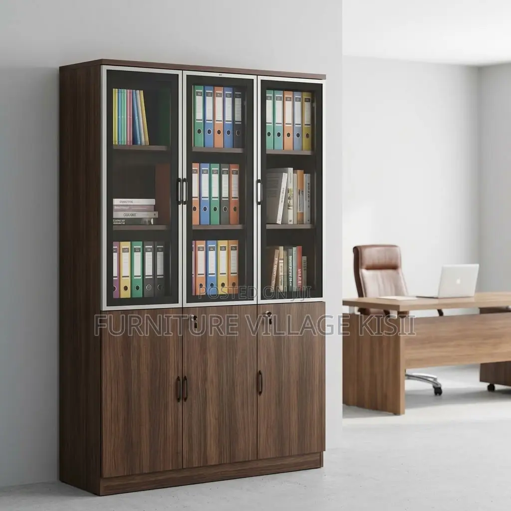 3-Door Wooden Filing Cabinet