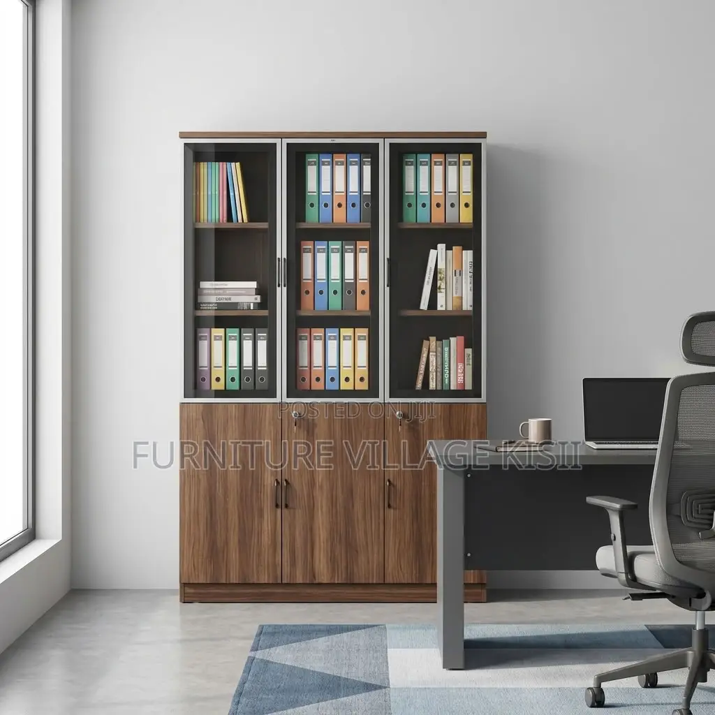 3-Door Wooden Filing Cabinet