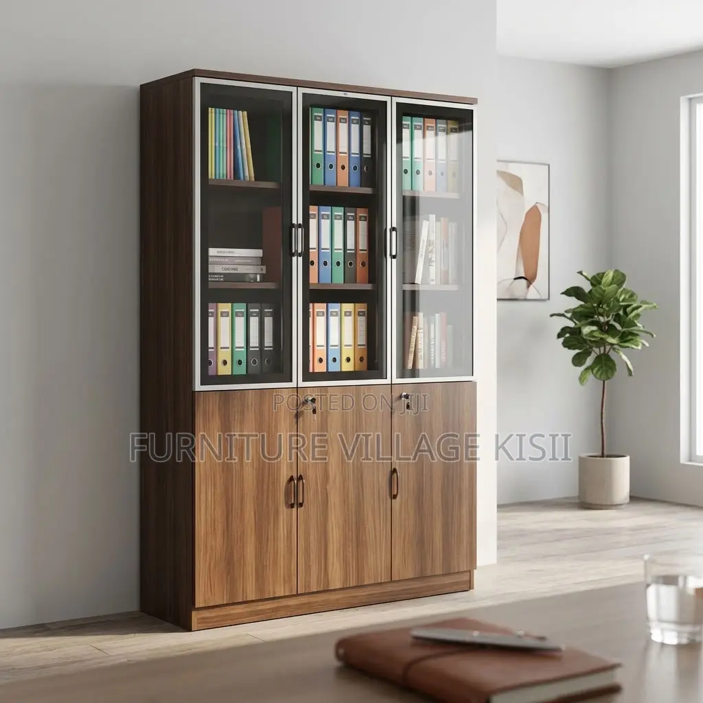 3-Door Wooden Filing Cabinet