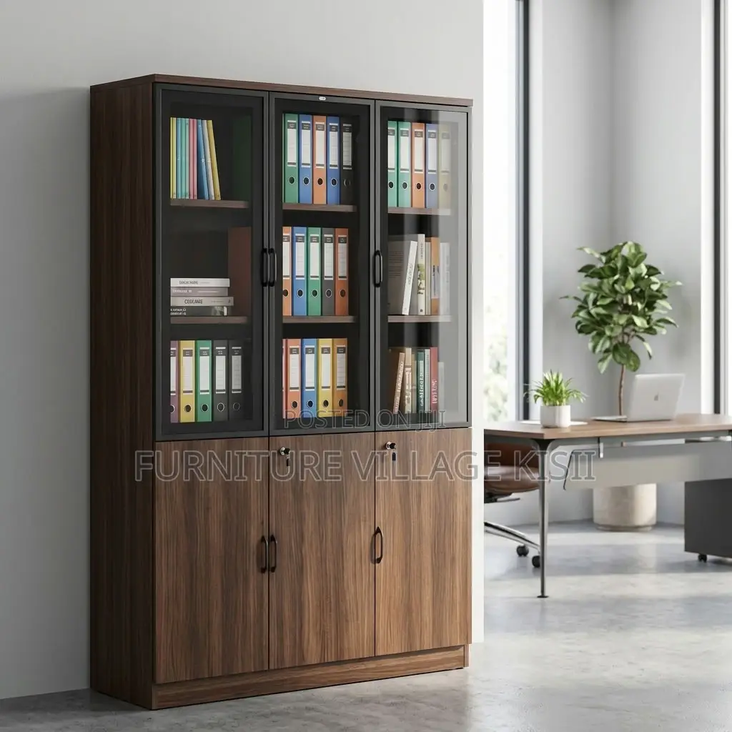 3-Door Wooden Filing Cabinet