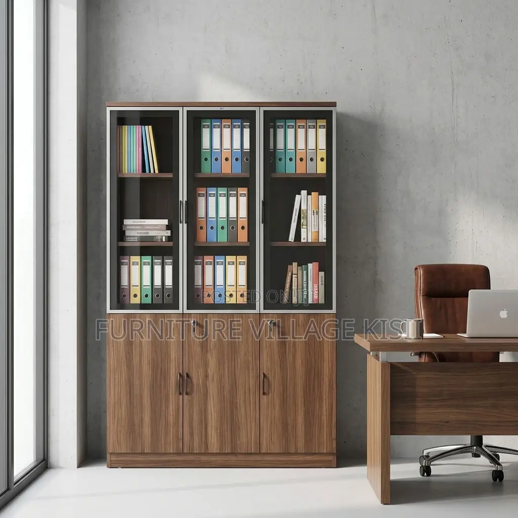 3-Door Wooden Filing Cabinet