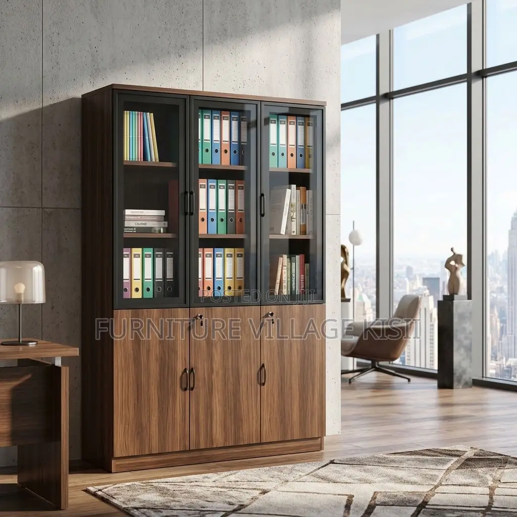 3-Door Wooden Filing Cabinet