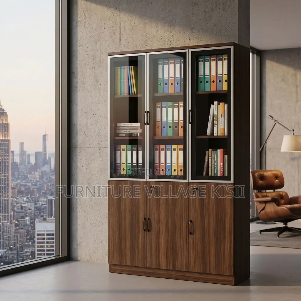 3-Door Wooden Filing Cabinet