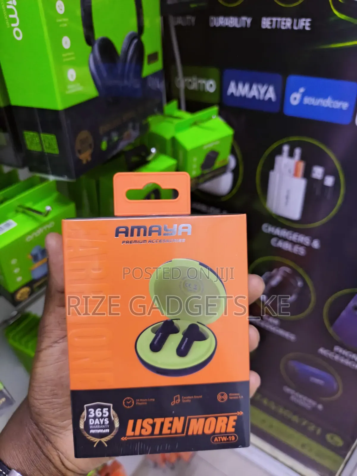 Amaya Wireless Buds With a Green Interior Design