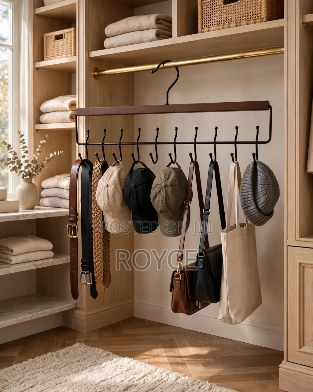 10 Hook Wooden Organizer Hanger