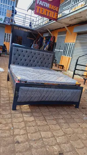 5x6 Grey Tufted Mocket Bed Frame: Free Delivery