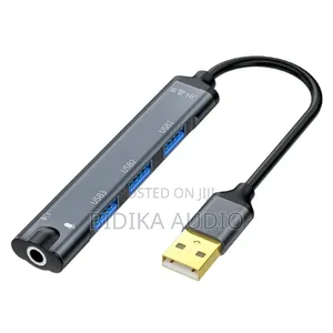 3-Port USB 3.0 Hub With Sound Card and Power Supply