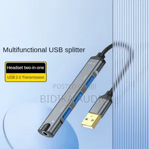 3-Port USB 3.0 Hub With Sound Card and Power Supply