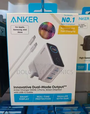 Anker Charger 100w 3ports Smart Display With USB-C Cable