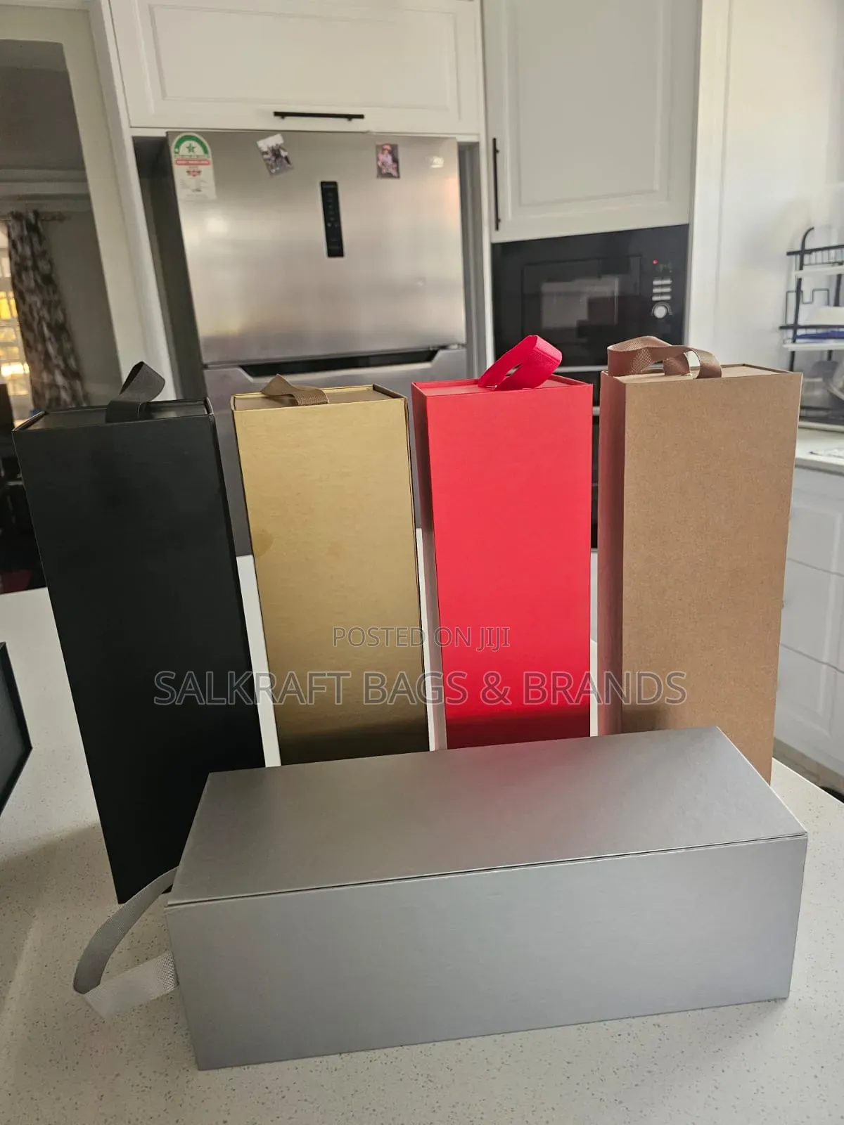 Premium Collapsible Wine Gift Boxes With Ribbon Handles