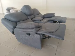 Luxury 2-Seater Grey Recliner Sofa With Cup Holders