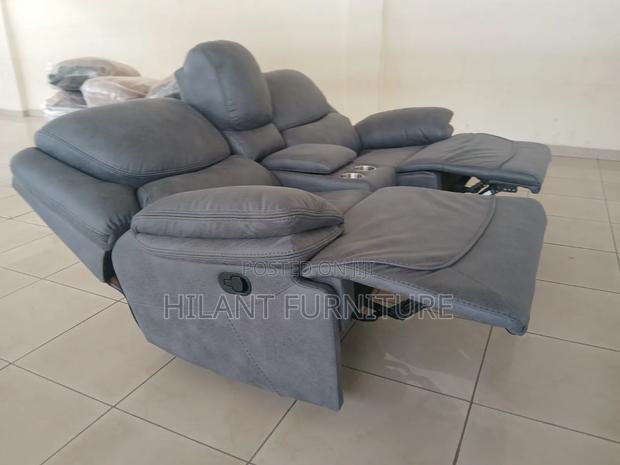Luxury 2-Seater Grey Recliner Sofa With Cup Holders