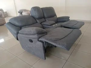 Luxury 2-Seater Grey Recliner Sofa With Cup Holders