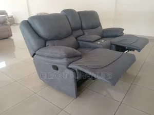 Luxury 2-Seater Grey Recliner Sofa With Cup Holders