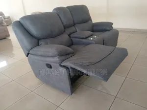 Luxury 2-Seater Grey Recliner Sofa With Cup Holders