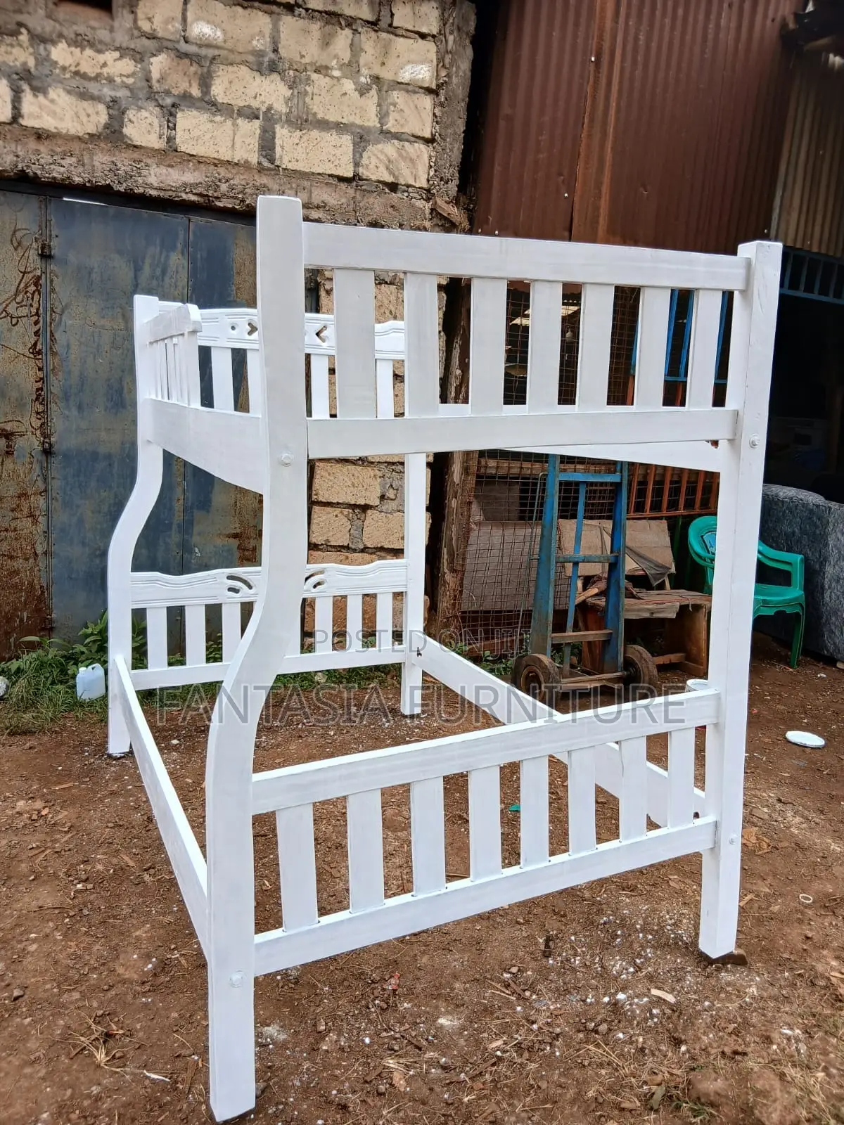 3.5x6 Top 4x6 Bottom White Wooden Bunk Bed