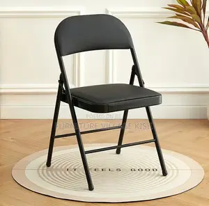 Office Chair; Black Leather Foldable Chair.