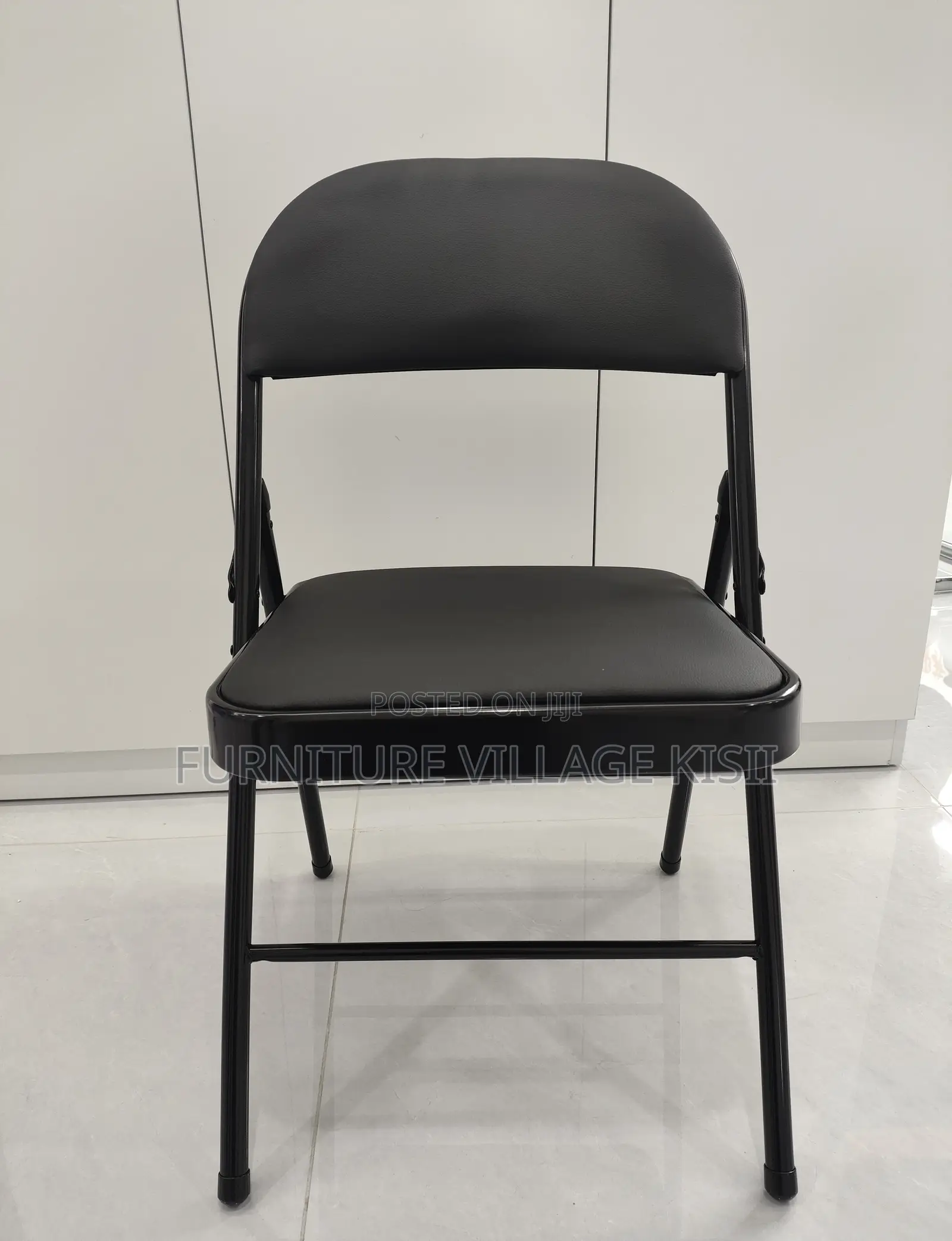 Office Chair; Black Leather Foldable Chair.