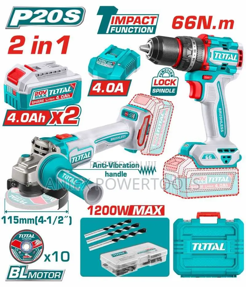 Total TCKLI20256 2 PCS Cordless Combo Kit