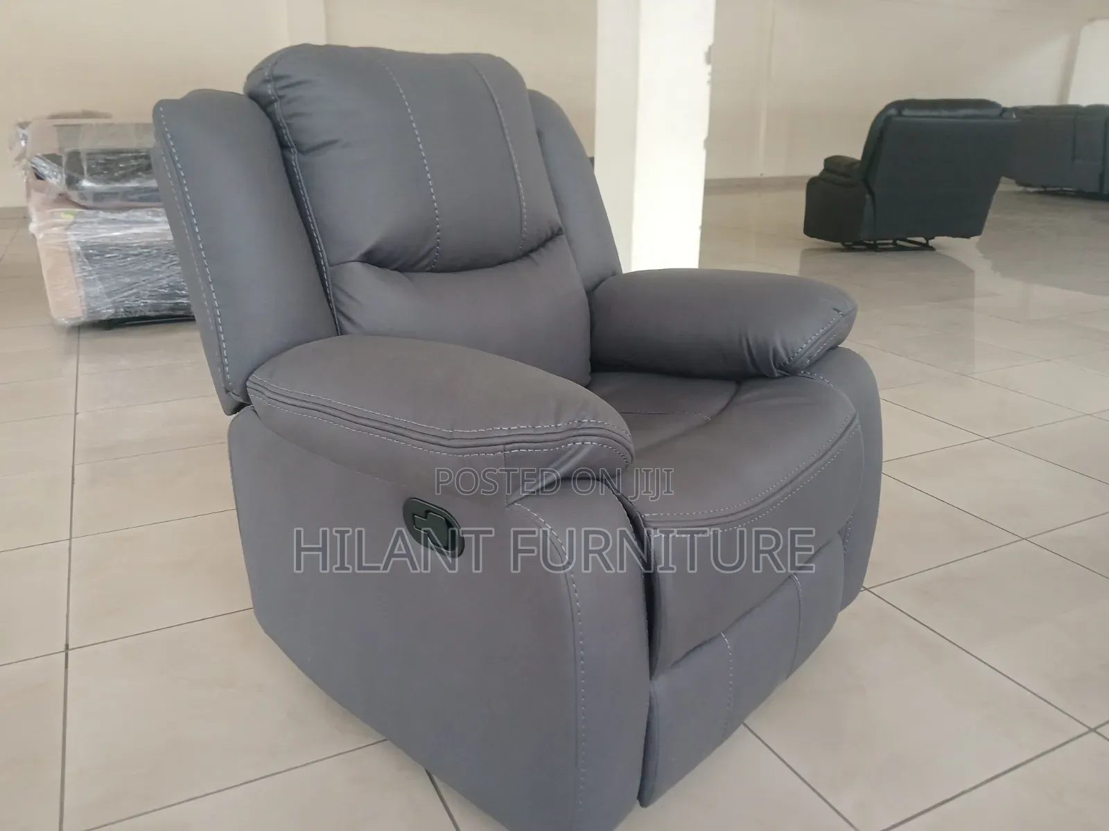 Premium Grey Single-Seater Fabric Recliner