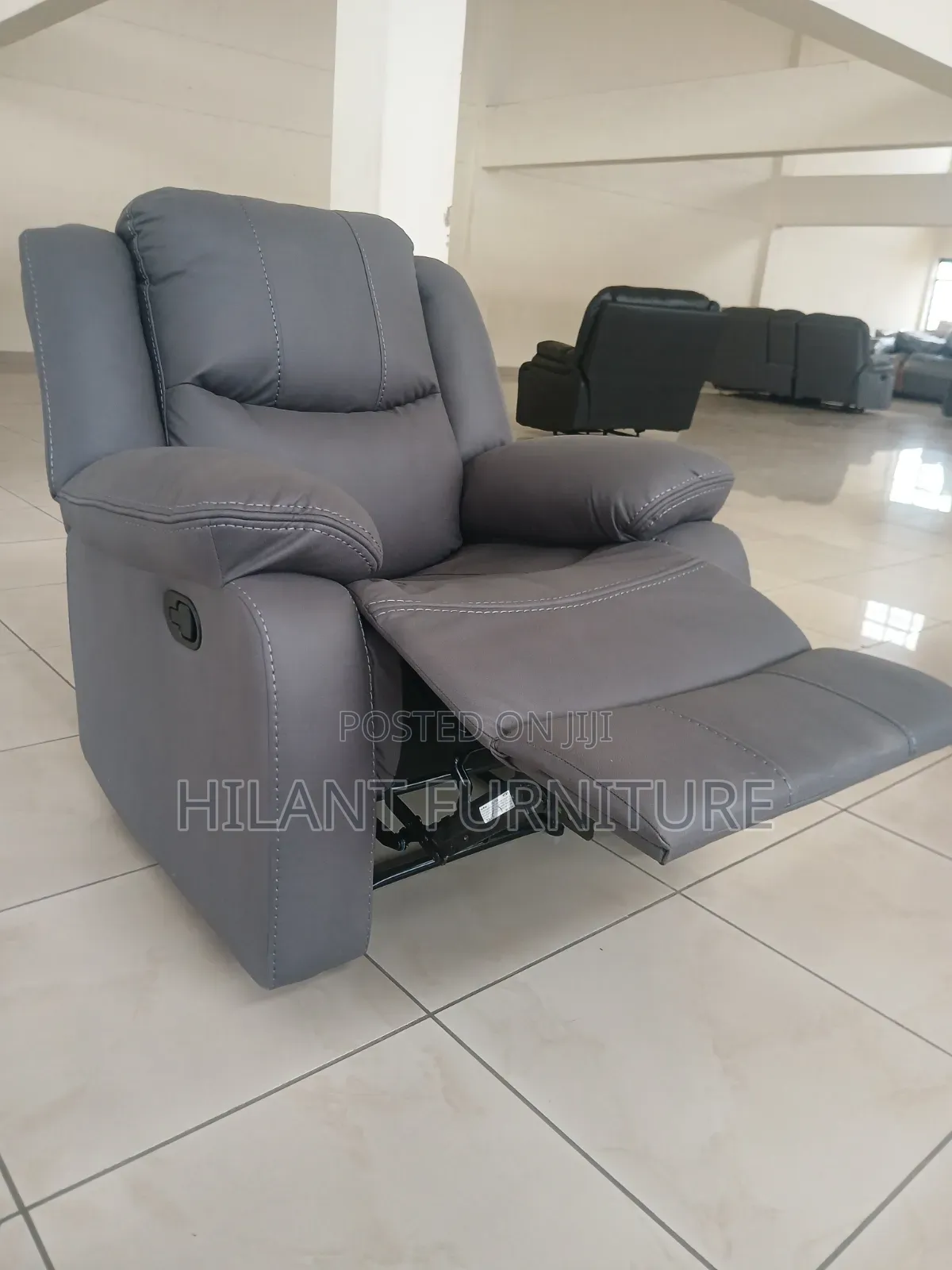 Premium Grey Single-Seater Fabric Recliner