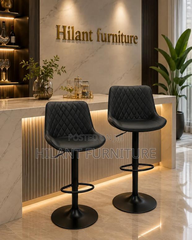 Modern Black Adjustable Bar Stool With Backrest Footrest - thumbnail 3