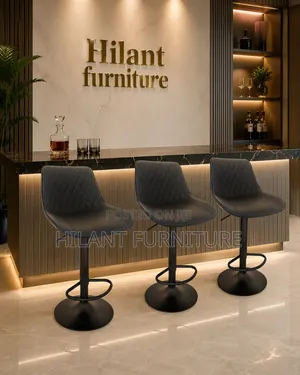 Modern Black Adjustable Bar Stool With Backrest Footrest
