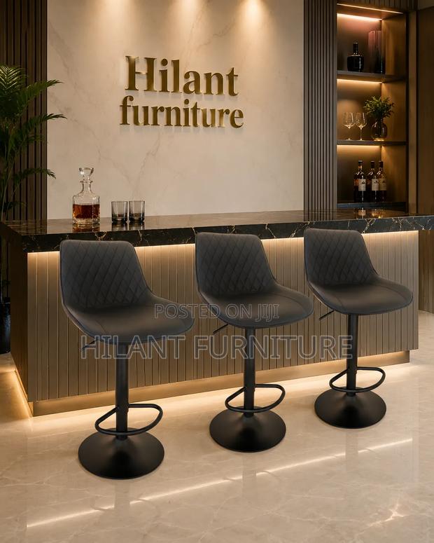 Modern Black Adjustable Bar Stool With Backrest Footrest - thumbnail 4