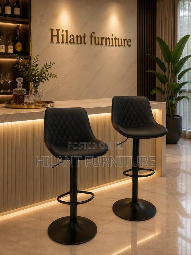 Modern Black Adjustable Bar Stool With Backrest Footrest - thumbnail 5