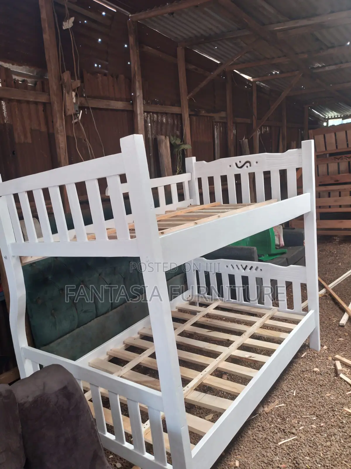 3.5x6 Top 4x6 Bottom White Slatted Bunk Bed