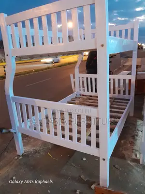 3.5x6 Top, 4x6 Bottom White Wooden Bunk Bed: Free Delivery