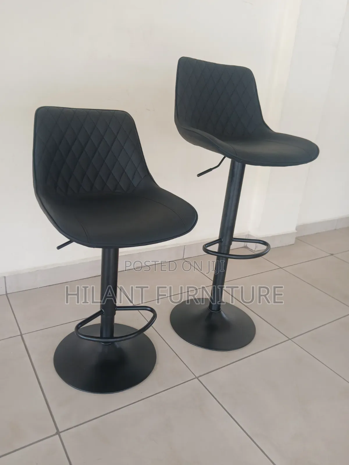 Black Adjustable Bar Stool.