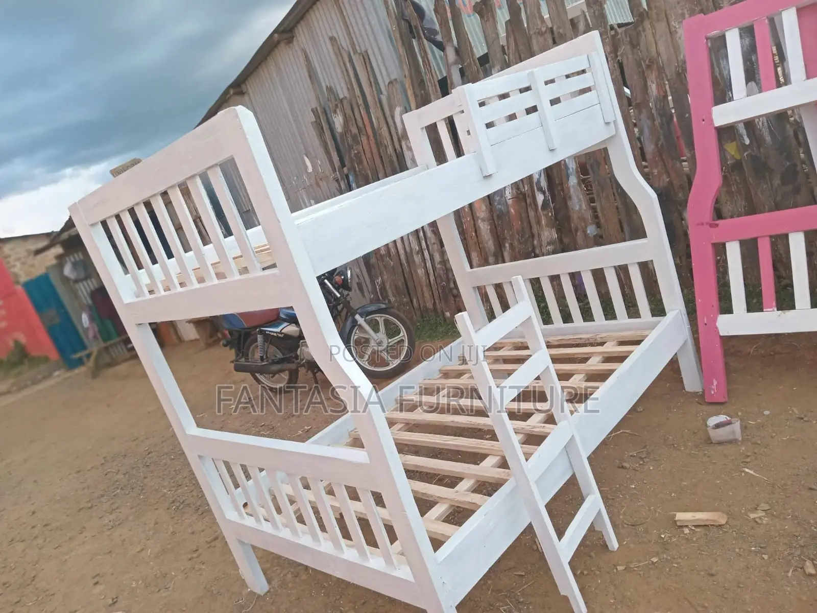 3.5x6 Top 4x6 Bottom All-White Wooden Bunk Bed