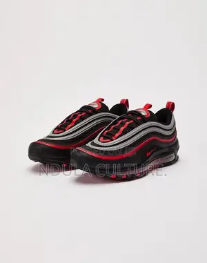 Black, Red, and Silver Nike Air Max 97