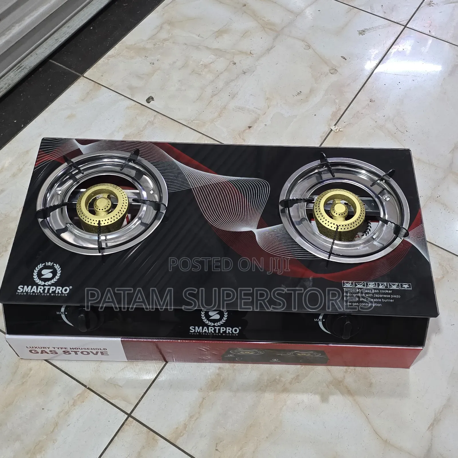 Smartpro 2Gas Burner Table Top Cooker Glass Top