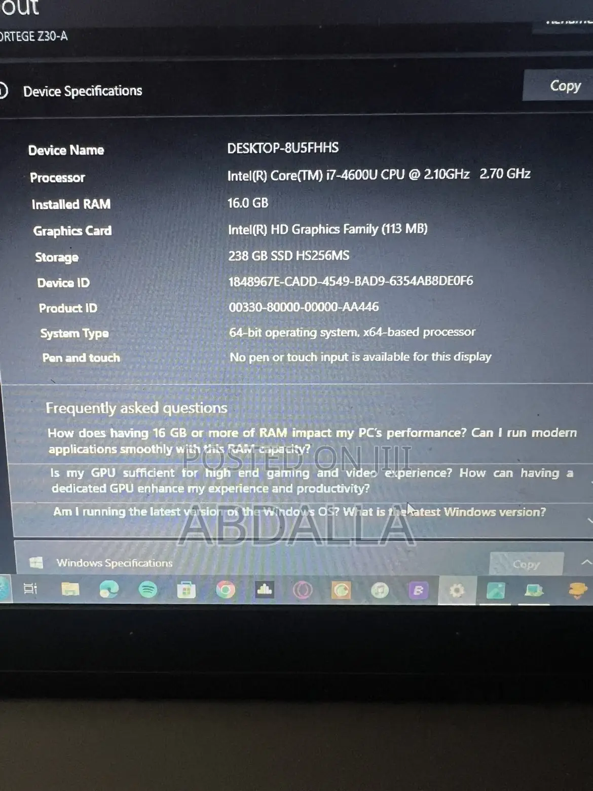 Laptop Toshiba Portege Z30 16GB Intel Core i7 SSD 256GB