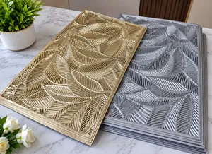 6 Piece Luxury Rectangular Decorative Mats – Gold Silver