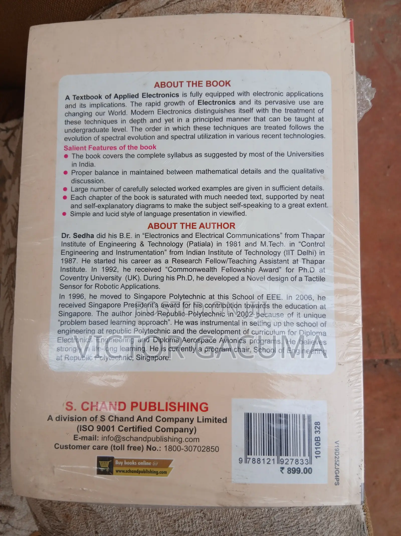 Selling a Copy of "A Textbook of Applied Electronics" by Dr. R.S. Sedh