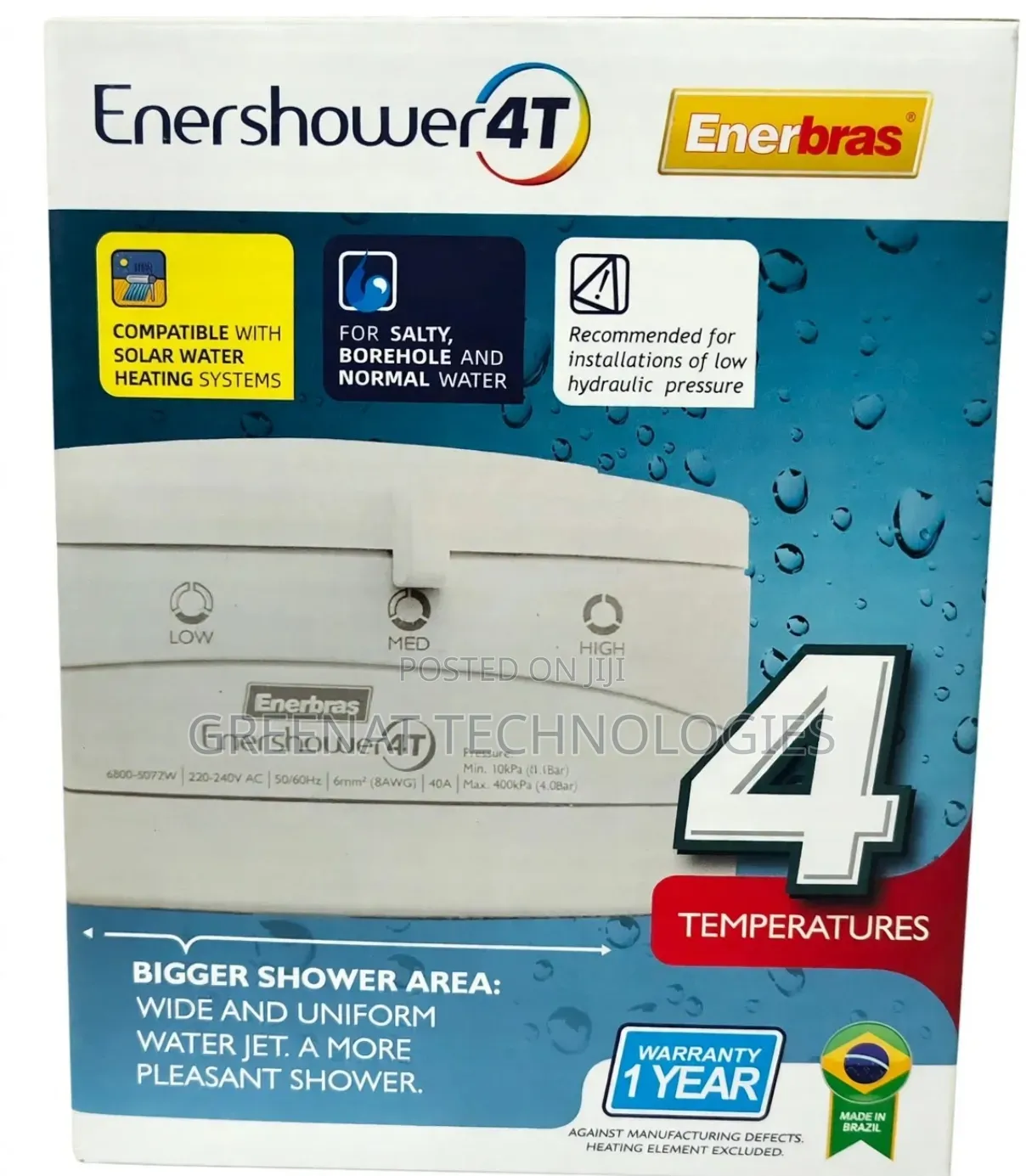 Original Enerbras Enershower 4T Made in Brazil Salty Borehole Water