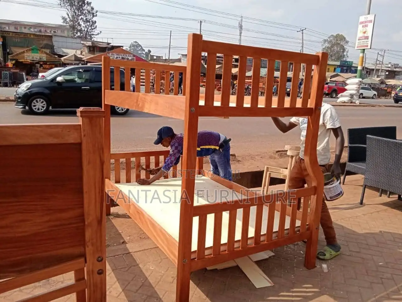 3.5x6 Top 4x6 Bottom Solid Mahogany Wooden Bunk Bed