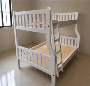 3.5x6 Top 4x6 Bottom Modern White Bunk Bed With Ladder