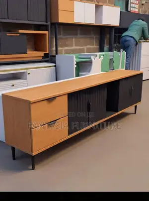 Two-Tone Wood Black Sideboard TV Console