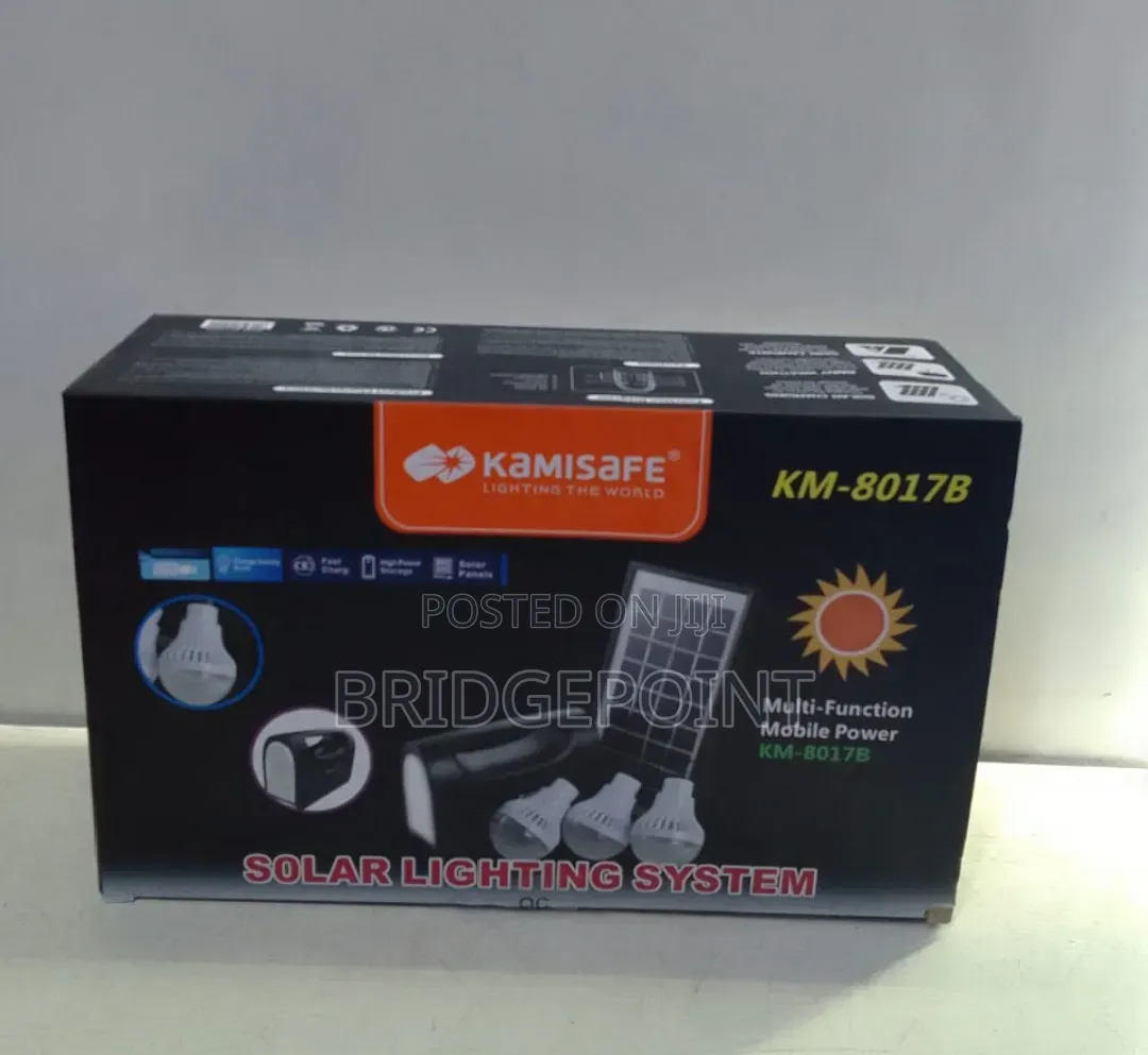 Kamisafe 8017B Solar Lighting and Charger Kit With 3 Bright LED Bulbs