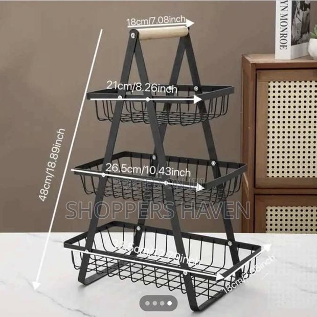 3 Tier Metallic Fruit Basket - thumbnail 3