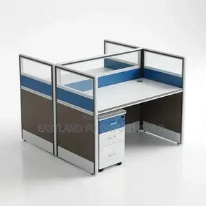 2-Person Office Workstation Partition - Blue White