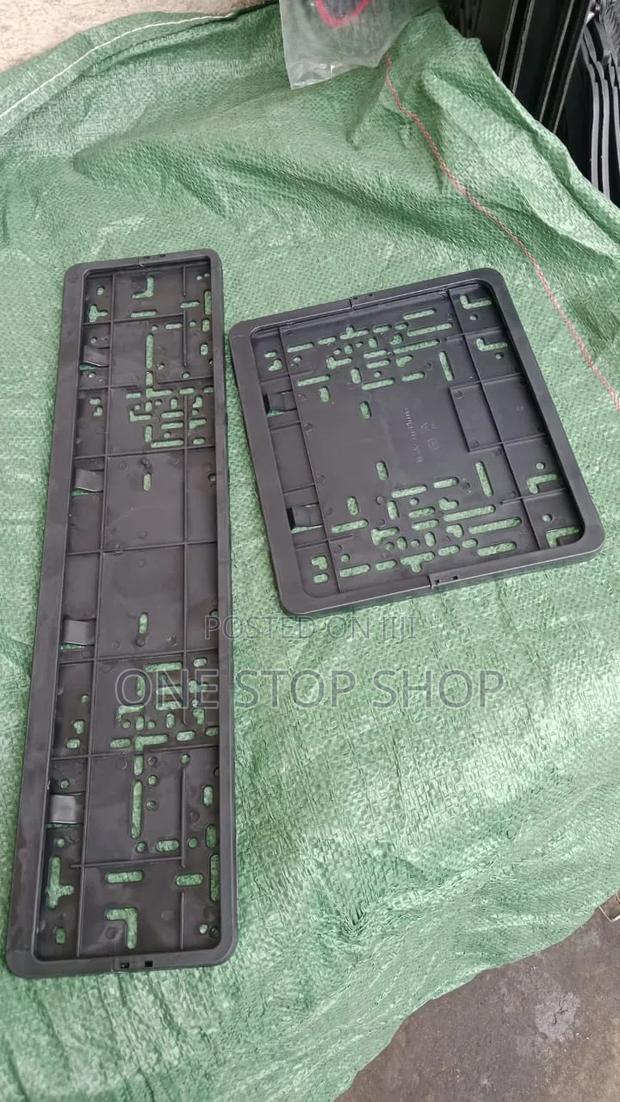 Set of Black Plastic Car License Plates Holder Oblong Square