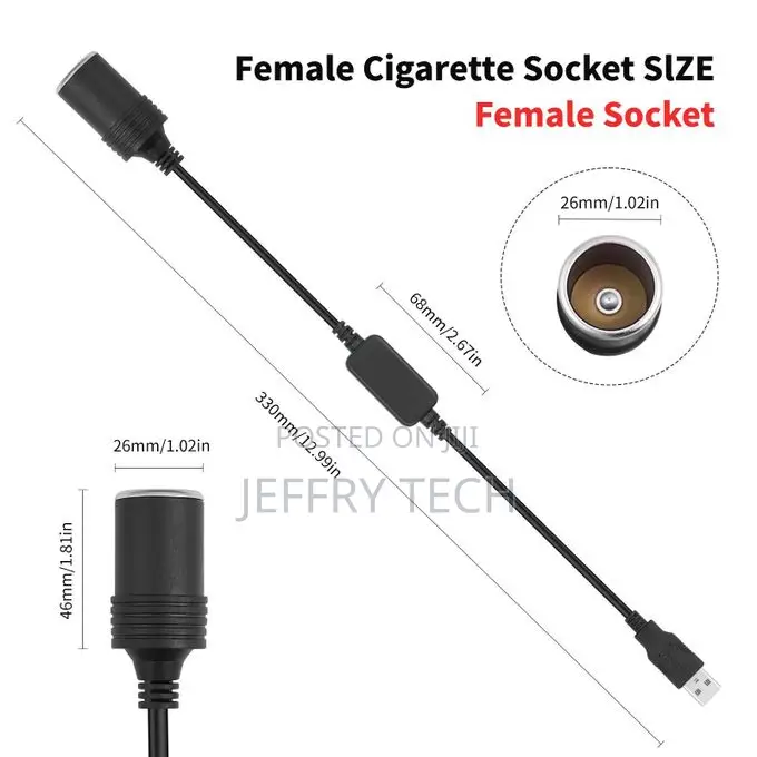 5V 2A USB to 12V Car Plug Socket USB Lighter Adapter Converter