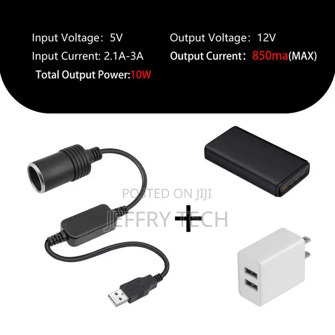 5V 2A USB to 12V Car Plug Socket USB Lighter Adapter Converter